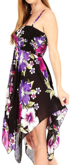 Sakkas Kiera Women's Tube Spaghetti Strap Floral Print Summer Casual Short Dress dresses La Vie Bien Sakkas Kiera Women's Tube Spaghetti Strap Floral Print Summer Casual Short Dress