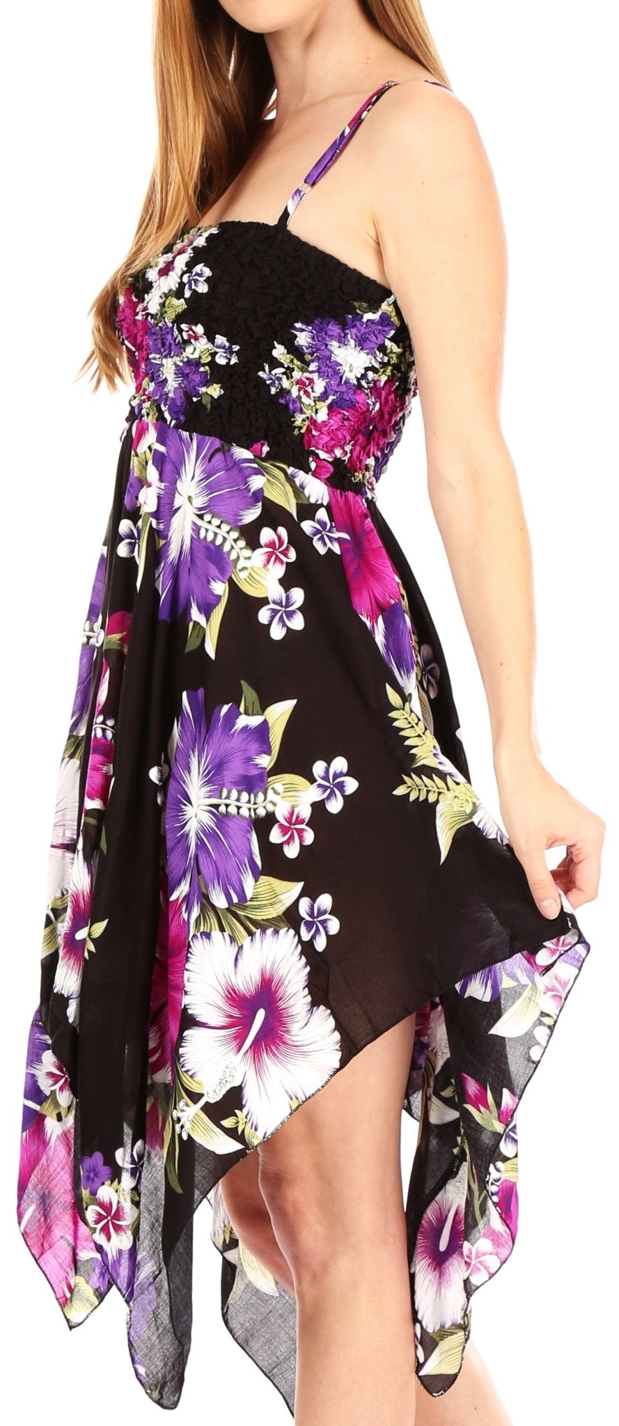Sakkas Kiera Women's Tube Spaghetti Strap Floral Print Summer Casual Short Dress dresses La Vie Bien Sakkas Kiera Women's Tube Spaghetti Strap Floral Print Summer Casual Short Dress