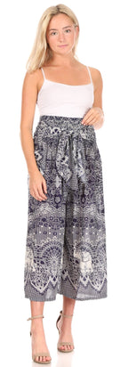 Sakkas Lilja Women's Loose Wide Leg Printed Elephant Pants Elastic Waist w/Pockets pants La Vie Bien Sakkas Lilja Women's Loose Wide Leg Printed Elephant Pants Elastic Waist w/Pockets