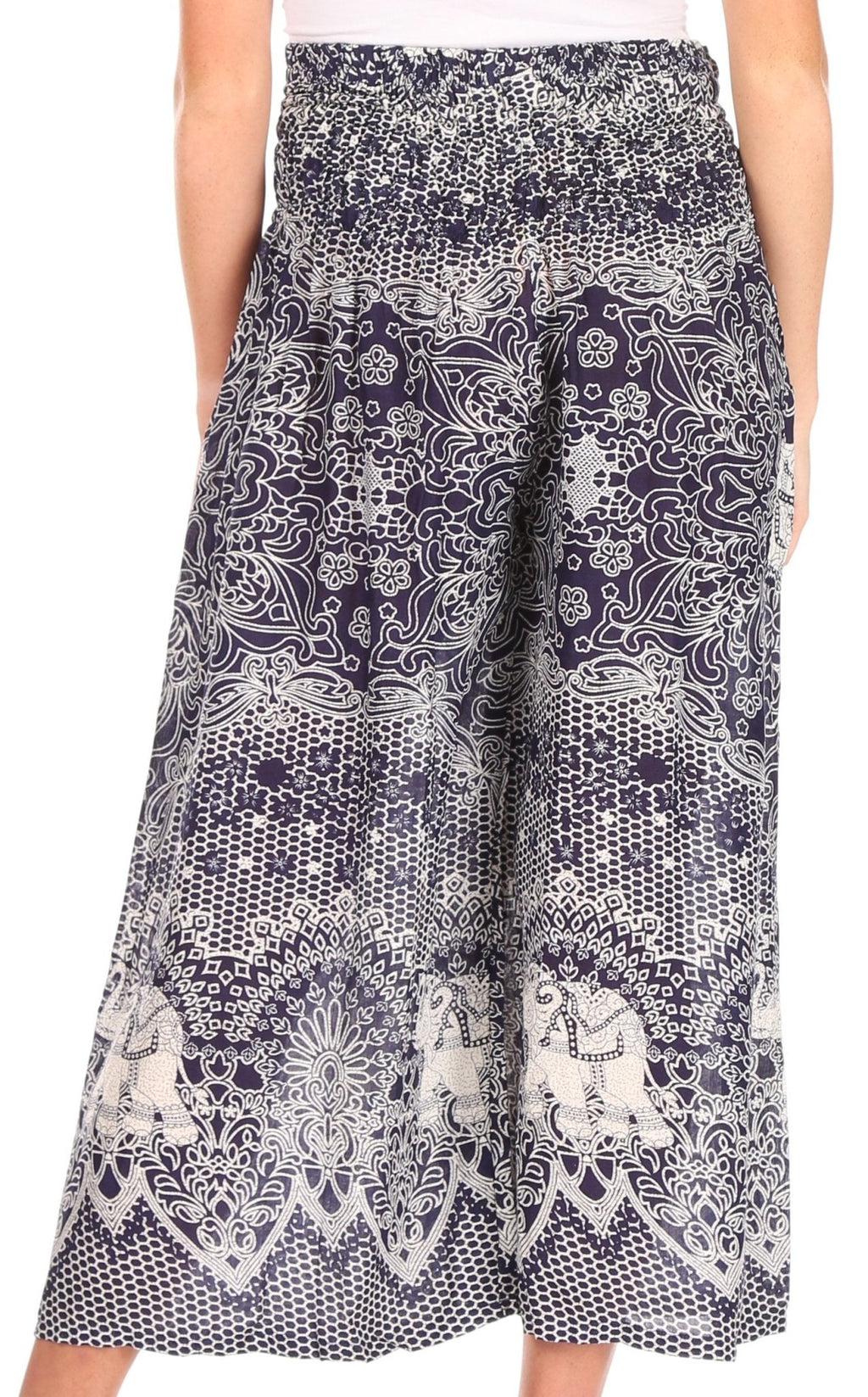 Sakkas Lilja Women's Loose Wide Leg Printed Elephant Pants Elastic Waist w/Pockets pants La Vie Bien Sakkas Lilja Women's Loose Wide Leg Printed Elephant Pants Elastic Waist w/Pockets