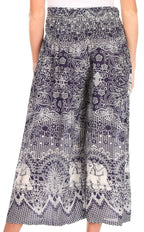 Sakkas Lilja Women's Loose Wide Leg Printed Elephant Pants Elastic Waist w/Pockets pants La Vie Bien Sakkas Lilja Women's Loose Wide Leg Printed Elephant Pants Elastic Waist w/Pockets