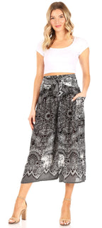 Sakkas Lilja Women's Loose Wide Leg Printed Elephant Pants Elastic Waist w/Pockets pants La Vie Bien Sakkas Lilja Women's Loose Wide Leg Printed Elephant Pants Elastic Waist w/Pockets
