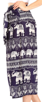 Sakkas Lilja Women's Loose Wide Leg Printed Elephant Pants Elastic Waist w/Pockets pants La Vie Bien Sakkas Lilja Women's Loose Wide Leg Printed Elephant Pants Elastic Waist w/Pockets