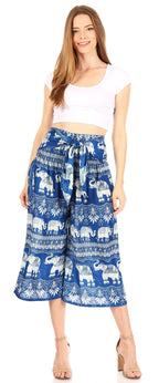 Sakkas Lilja Women's Loose Wide Leg Printed Elephant Pants Elastic Waist w/Pockets pants La Vie Bien Sakkas Lilja Women's Loose Wide Leg Printed Elephant Pants Elastic Waist w/Pockets