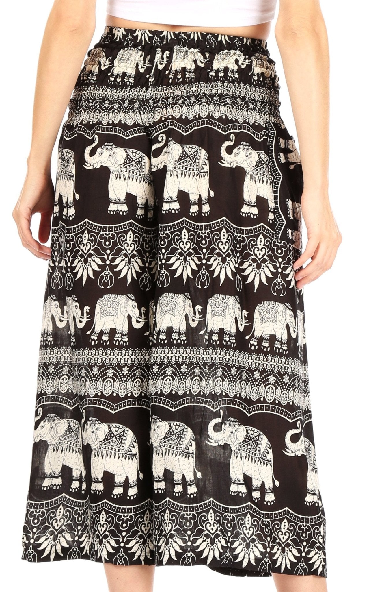 Sakkas Lilja Women's Loose Wide Leg Printed Elephant Pants Elastic Waist w/Pockets pants La Vie Bien Sakkas Lilja Women's Loose Wide Leg Printed Elephant Pants Elastic Waist w/Pockets