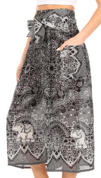 Sakkas Lilja Women's Loose Wide Leg Printed Elephant Pants Elastic Waist w/Pockets pants La Vie Bien Sakkas Lilja Women's Loose Wide Leg Printed Elephant Pants Elastic Waist w/Pockets