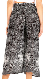 Sakkas Lilja Women's Loose Wide Leg Printed Elephant Pants Elastic Waist w/Pockets pants La Vie Bien Sakkas Lilja Women's Loose Wide Leg Printed Elephant Pants Elastic Waist w/Pockets