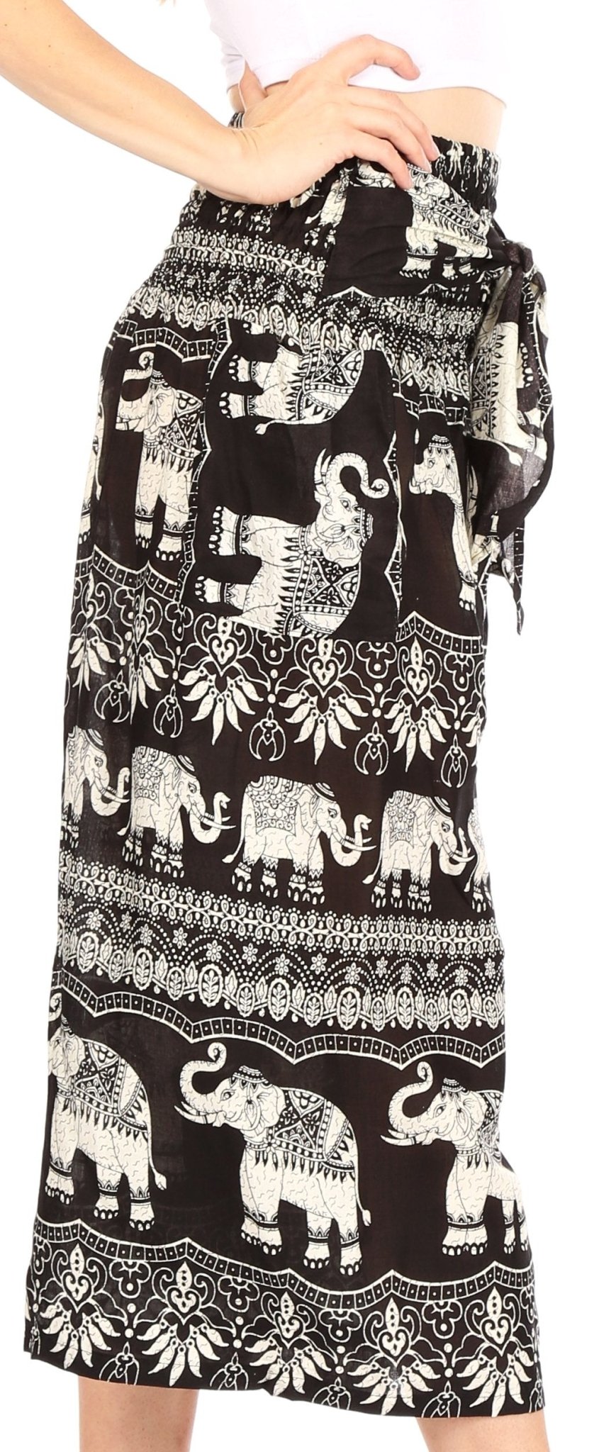 Sakkas Lilja Women's Loose Wide Leg Printed Elephant Pants Elastic Waist w/Pockets pants La Vie Bien Sakkas Lilja Women's Loose Wide Leg Printed Elephant Pants Elastic Waist w/Pockets