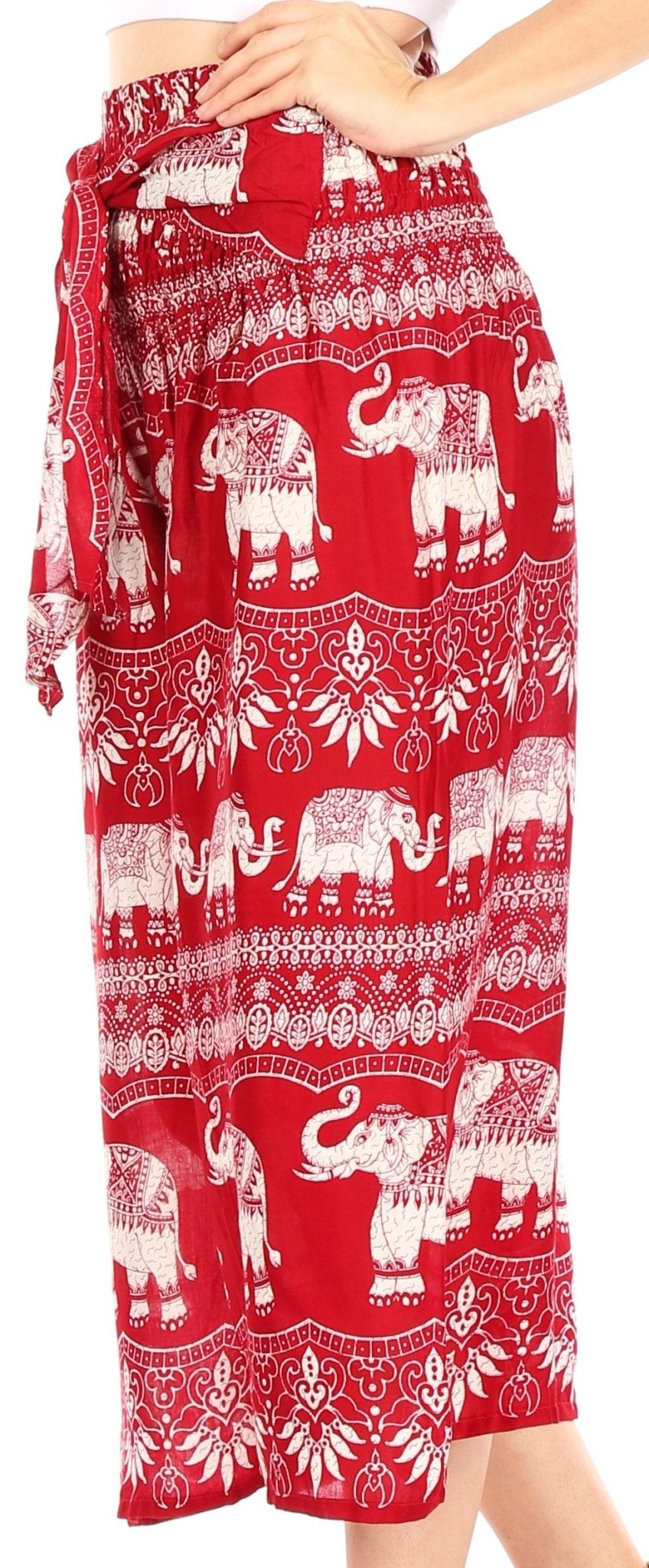 Sakkas Lilja Women's Loose Wide Leg Printed Elephant Pants Elastic Waist w/Pockets pants La Vie Bien Sakkas Lilja Women's Loose Wide Leg Printed Elephant Pants Elastic Waist w/Pockets