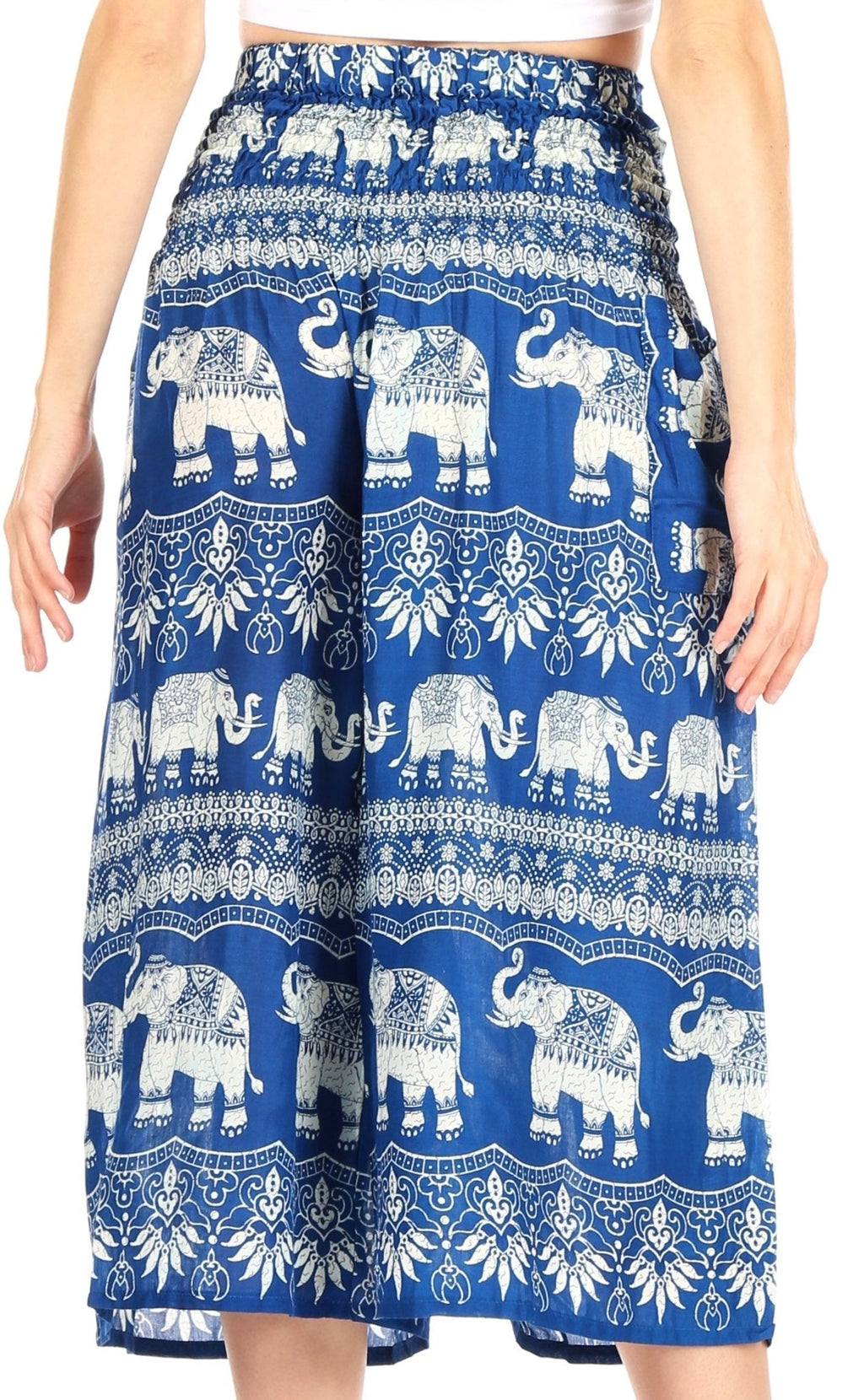 Sakkas Lilja Women's Loose Wide Leg Printed Elephant Pants Elastic Waist w/Pockets pants La Vie Bien Sakkas Lilja Women's Loose Wide Leg Printed Elephant Pants Elastic Waist w/Pockets