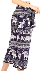 Sakkas Lilja Women's Loose Wide Leg Printed Elephant Pants Elastic Waist w/Pockets pants La Vie Bien Sakkas Lilja Women's Loose Wide Leg Printed Elephant Pants Elastic Waist w/Pockets