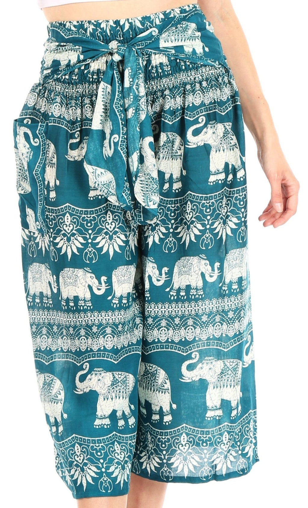 Sakkas Lilja Women's Loose Wide Leg Printed Elephant Pants Elastic Waist w/Pockets pants La Vie Bien Sakkas Lilja Women's Loose Wide Leg Printed Elephant Pants Elastic Waist w/Pockets