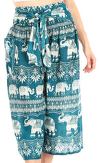 Sakkas Lilja Women's Loose Wide Leg Printed Elephant Pants Elastic Waist w/Pockets pants La Vie Bien Sakkas Lilja Women's Loose Wide Leg Printed Elephant Pants Elastic Waist w/Pockets