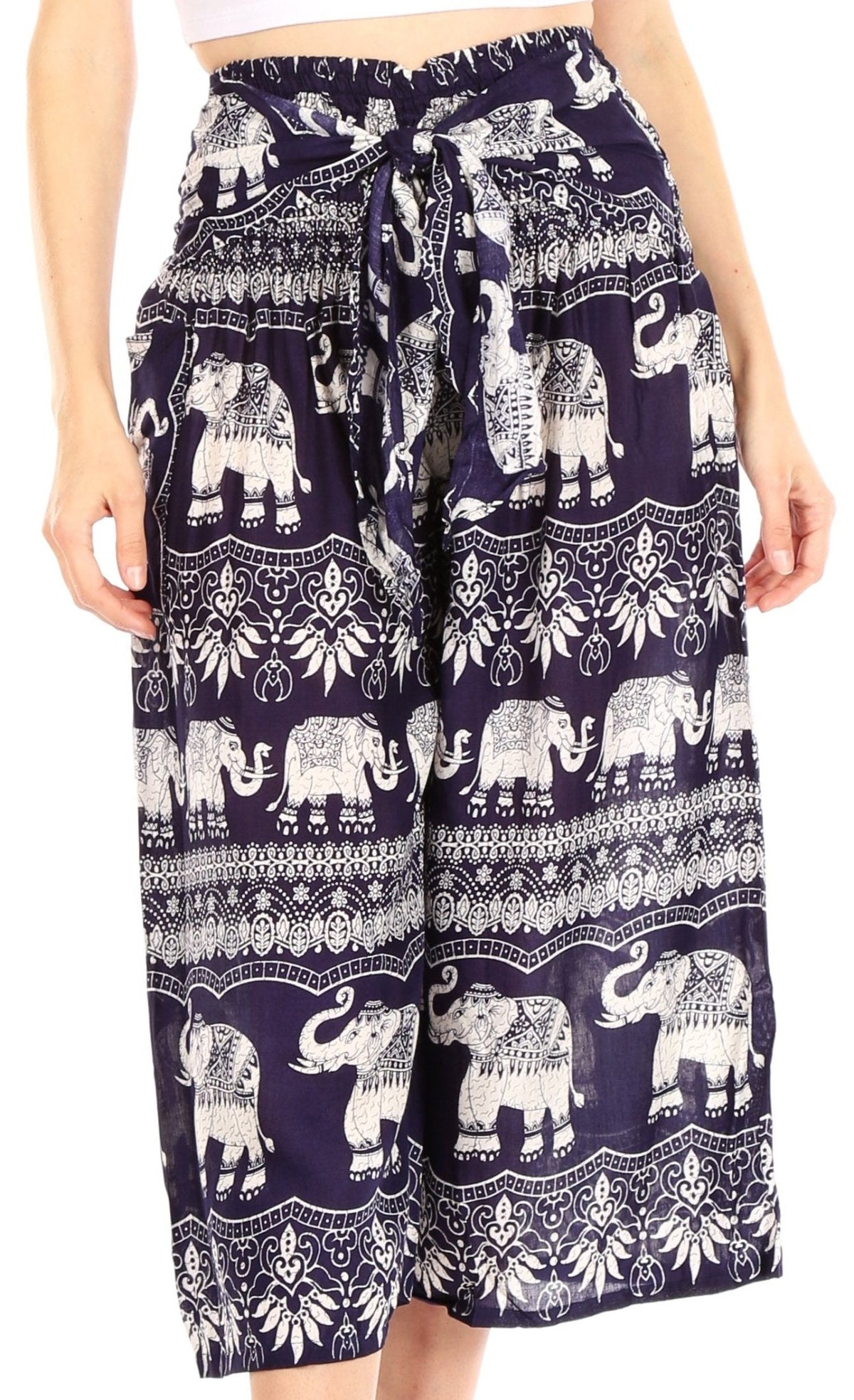 Sakkas Lilja Women's Loose Wide Leg Printed Elephant Pants Elastic Waist w/Pockets pants La Vie Bien Sakkas Lilja Women's Loose Wide Leg Printed Elephant Pants Elastic Waist w/Pockets