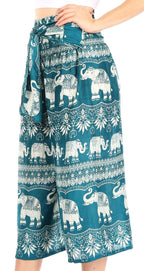 Sakkas Lilja Women's Loose Wide Leg Printed Elephant Pants Elastic Waist w/Pockets pants La Vie Bien Sakkas Lilja Women's Loose Wide Leg Printed Elephant Pants Elastic Waist w/Pockets