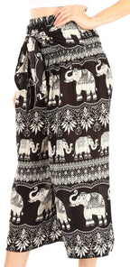 Sakkas Lilja Women's Loose Wide Leg Printed Elephant Pants Elastic Waist w/Pockets pants La Vie Bien Sakkas Lilja Women's Loose Wide Leg Printed Elephant Pants Elastic Waist w/Pockets