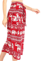 Sakkas Lilja Women's Loose Wide Leg Printed Elephant Pants Elastic Waist w/Pockets pants La Vie Bien Sakkas Lilja Women's Loose Wide Leg Printed Elephant Pants Elastic Waist w/Pockets