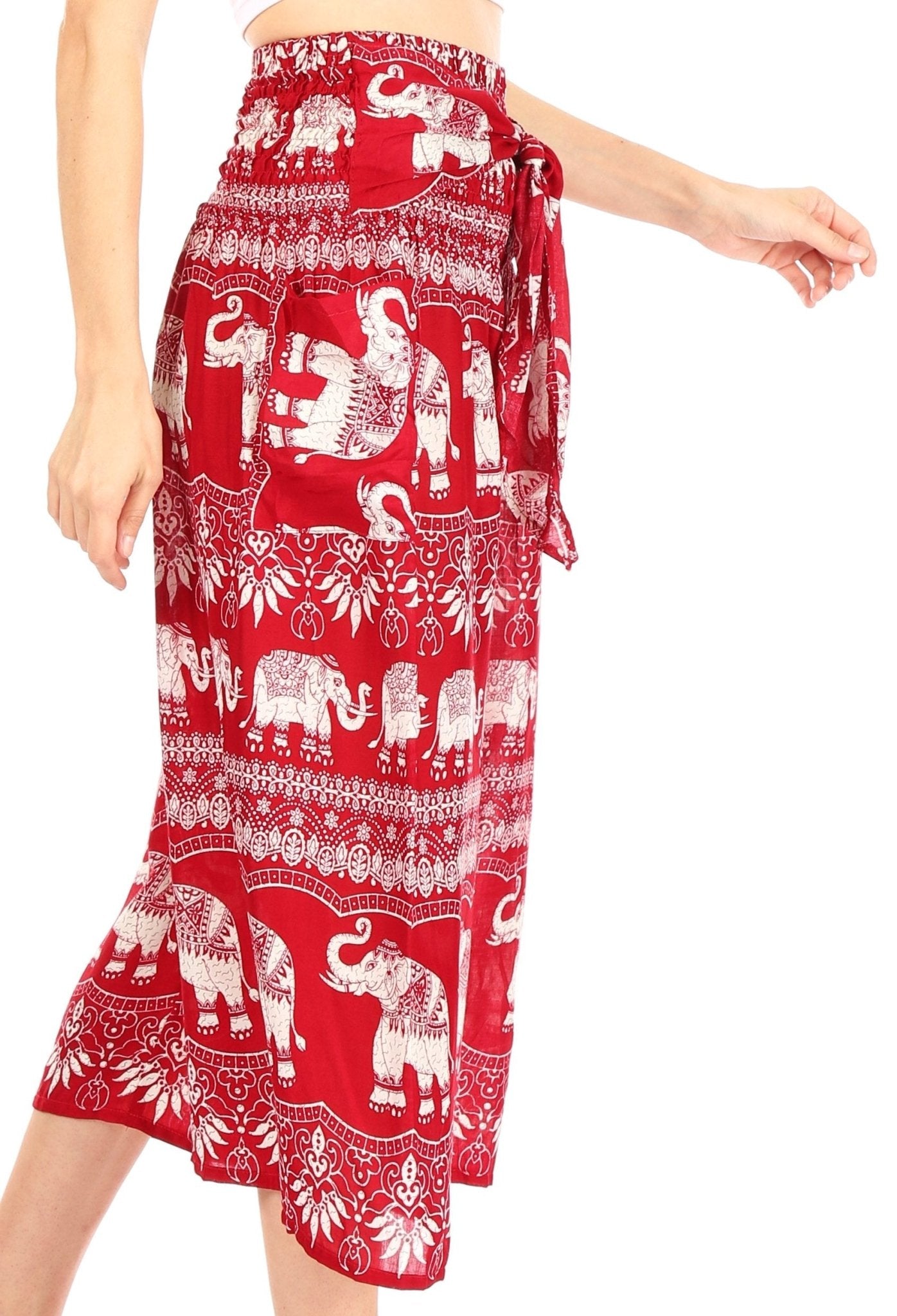 Sakkas Lilja Women's Loose Wide Leg Printed Elephant Pants Elastic Waist w/Pockets pants La Vie Bien Sakkas Lilja Women's Loose Wide Leg Printed Elephant Pants Elastic Waist w/Pockets