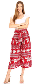 Sakkas Lilja Women's Loose Wide Leg Printed Elephant Pants Elastic Waist w/Pockets pants La Vie Bien Sakkas Lilja Women's Loose Wide Leg Printed Elephant Pants Elastic Waist w/Pockets