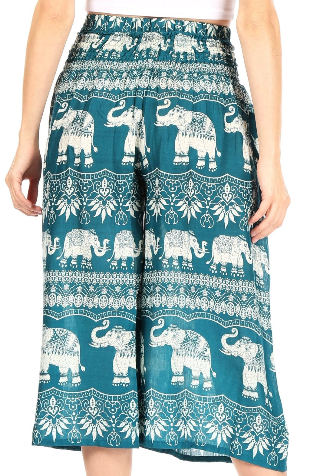 Sakkas Lilja Women's Loose Wide Leg Printed Elephant Pants Elastic Waist w/Pockets pants La Vie Bien Sakkas Lilja Women's Loose Wide Leg Printed Elephant Pants Elastic Waist w/Pockets