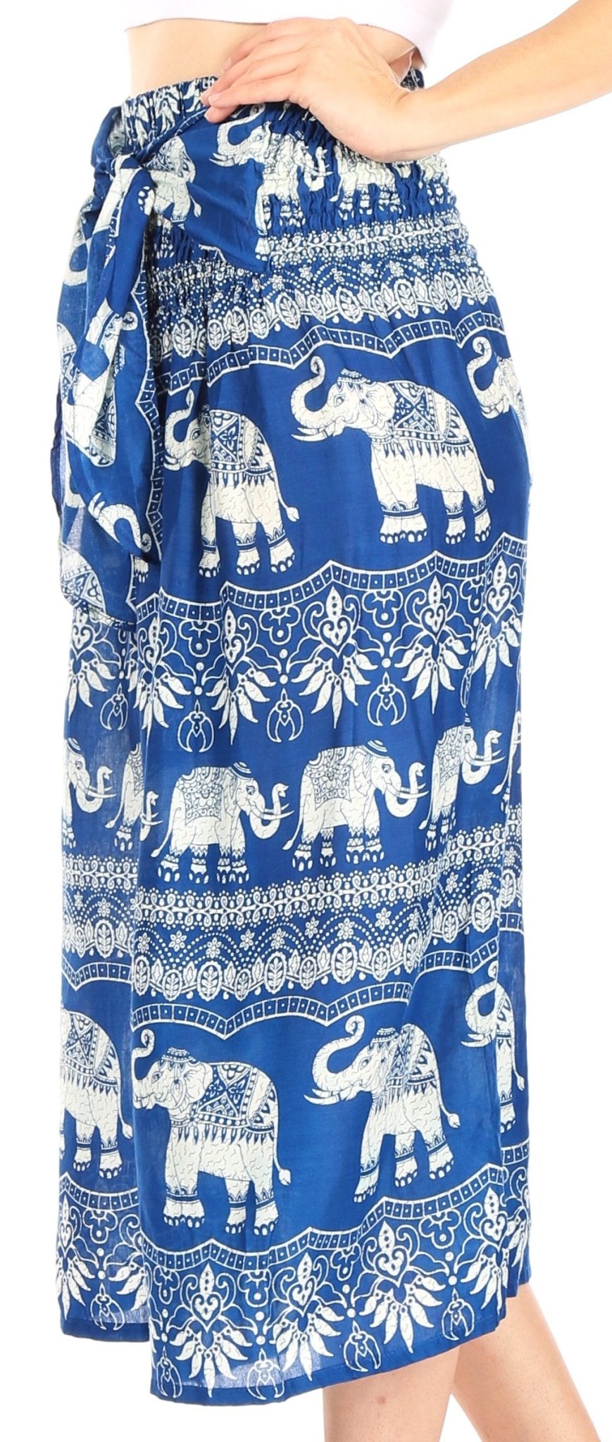Sakkas Lilja Women's Loose Wide Leg Printed Elephant Pants Elastic Waist w/Pockets pants La Vie Bien Sakkas Lilja Women's Loose Wide Leg Printed Elephant Pants Elastic Waist w/Pockets