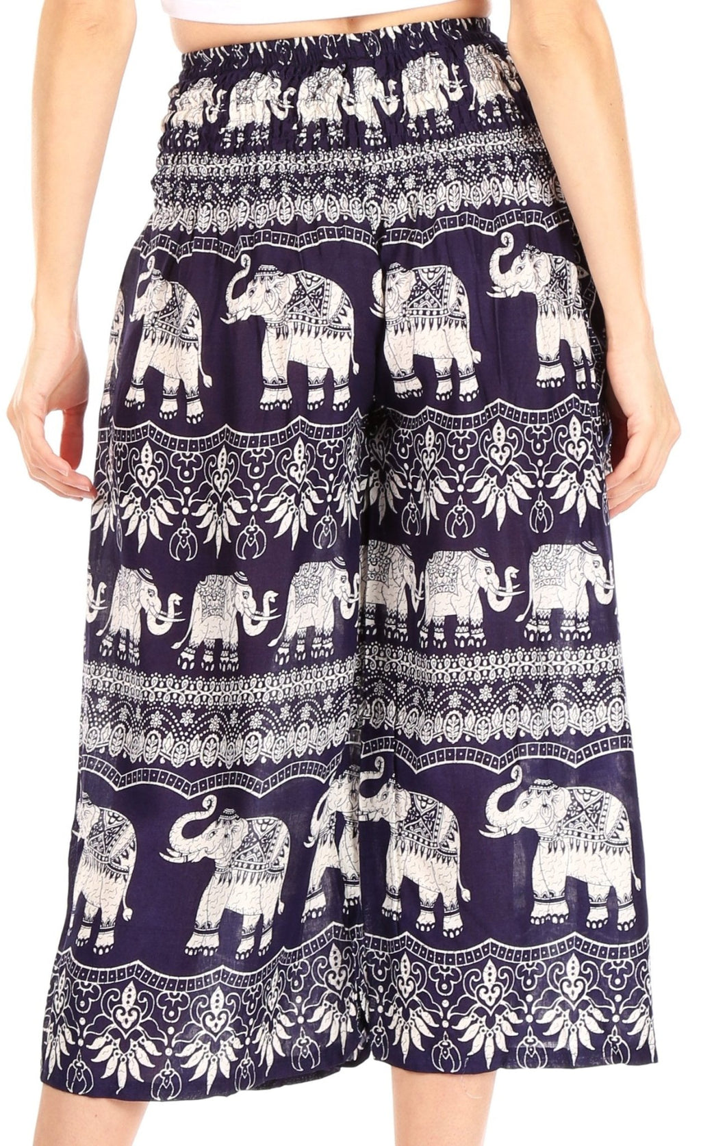 Sakkas Lilja Women's Loose Wide Leg Printed Elephant Pants Elastic Waist w/Pockets pants La Vie Bien Sakkas Lilja Women's Loose Wide Leg Printed Elephant Pants Elastic Waist w/Pockets