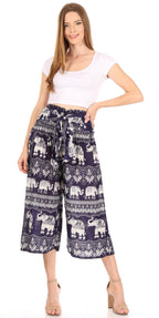 Sakkas Lilja Women's Loose Wide Leg Printed Elephant Pants Elastic Waist w/Pockets pants La Vie Bien Sakkas Lilja Women's Loose Wide Leg Printed Elephant Pants Elastic Waist w/Pockets