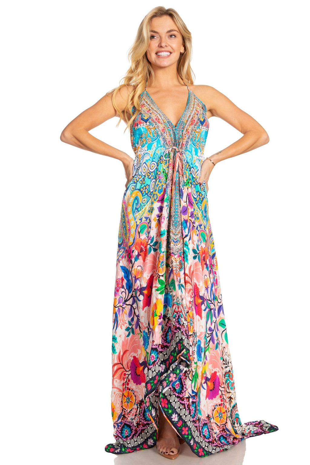Sakkas Lizi 2025 Womens Maxi High-low Halter Handkerchief Long Dress Beach Party dresses La Vie Bien Sakkas Lizi 2025 Womens Maxi High-low Halter Handkerchief Long Dress Beach Party