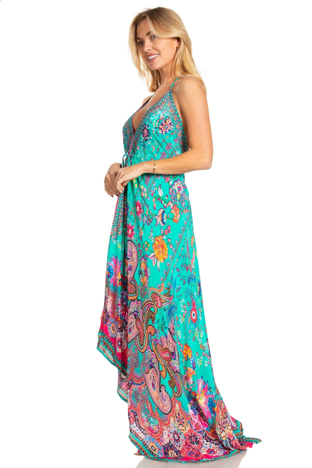 Sakkas Lizi 2025 Womens Maxi High-low Halter Handkerchief Long Dress Beach Party dresses La Vie Bien Sakkas Lizi 2025 Womens Maxi High-low Halter Handkerchief Long Dress Beach Party