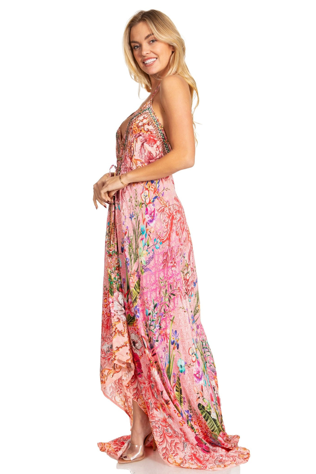 Sakkas Lizi 2025 Womens Maxi High-low Halter Handkerchief Long Dress Beach Party dresses La Vie Bien Sakkas Lizi 2025 Womens Maxi High-low Halter Handkerchief Long Dress Beach Party