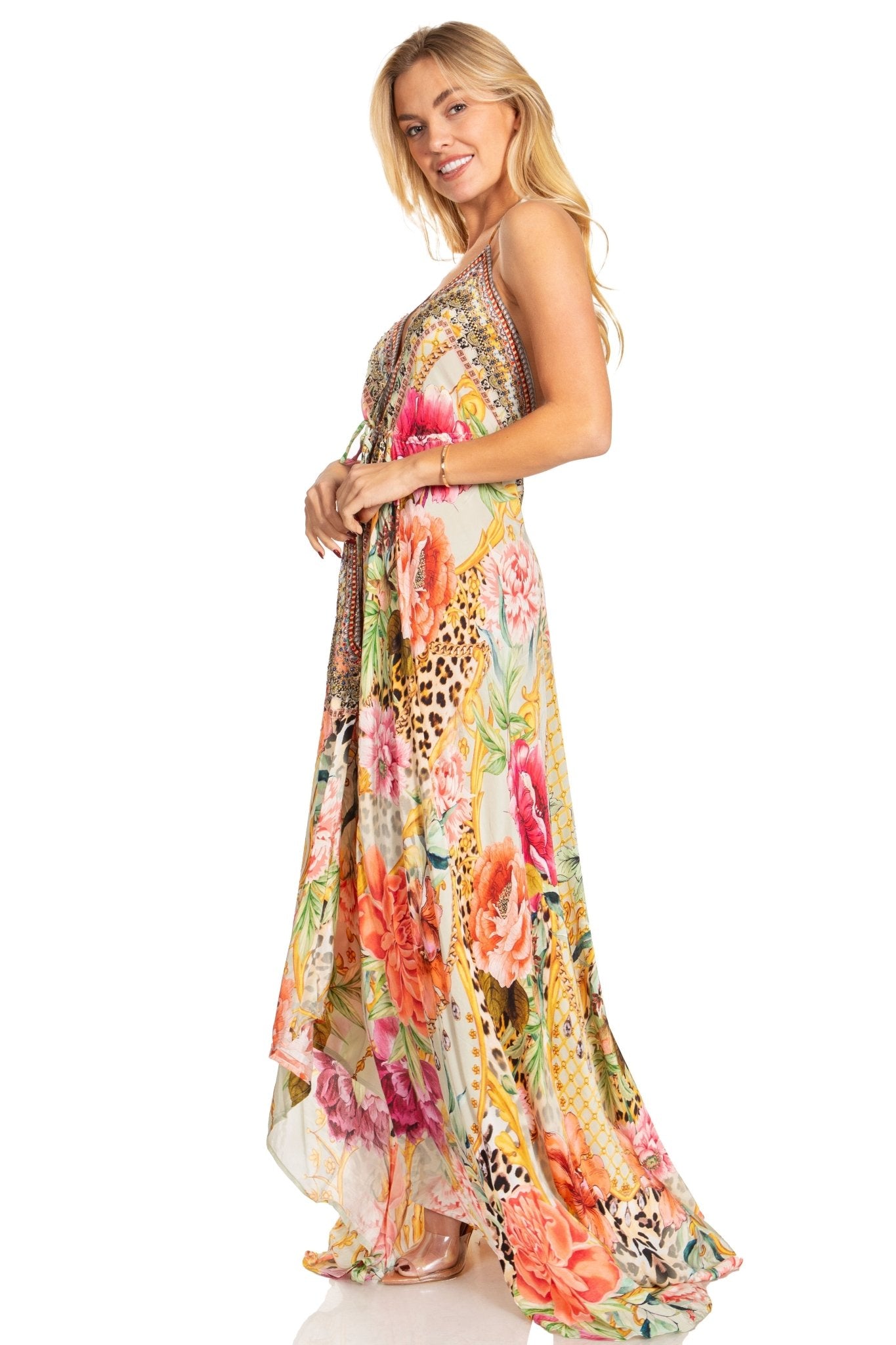 Sakkas Lizi 2025 Womens Maxi High-low Halter Handkerchief Long Dress Beach Party dresses La Vie Bien Sakkas Lizi 2025 Womens Maxi High-low Halter Handkerchief Long Dress Beach Party