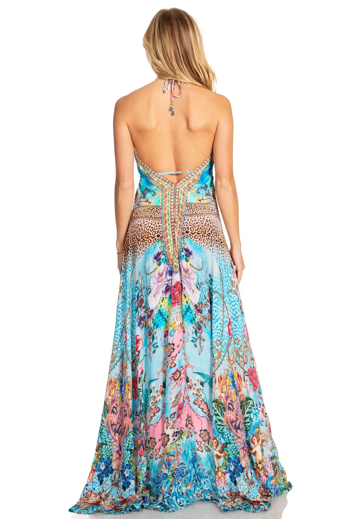 Sakkas Lizi 2025 Womens Maxi High-low Halter Handkerchief Long Dress Beach Party dresses La Vie Bien Sakkas Lizi 2025 Womens Maxi High-low Halter Handkerchief Long Dress Beach Party