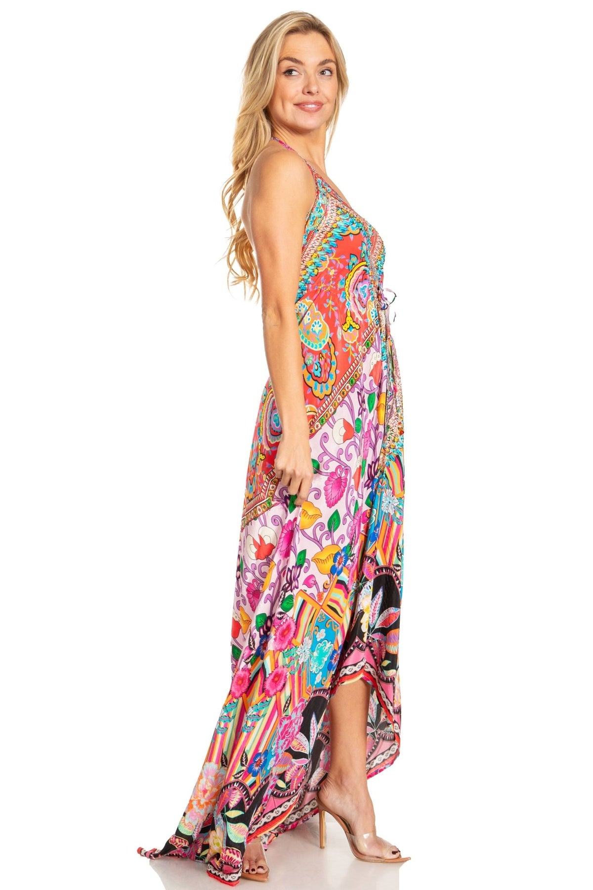 Sakkas Lizi 2025 Womens Maxi High-low Halter Handkerchief Long Dress Beach Party dresses La Vie Bien Sakkas Lizi 2025 Womens Maxi High-low Halter Handkerchief Long Dress Beach Party