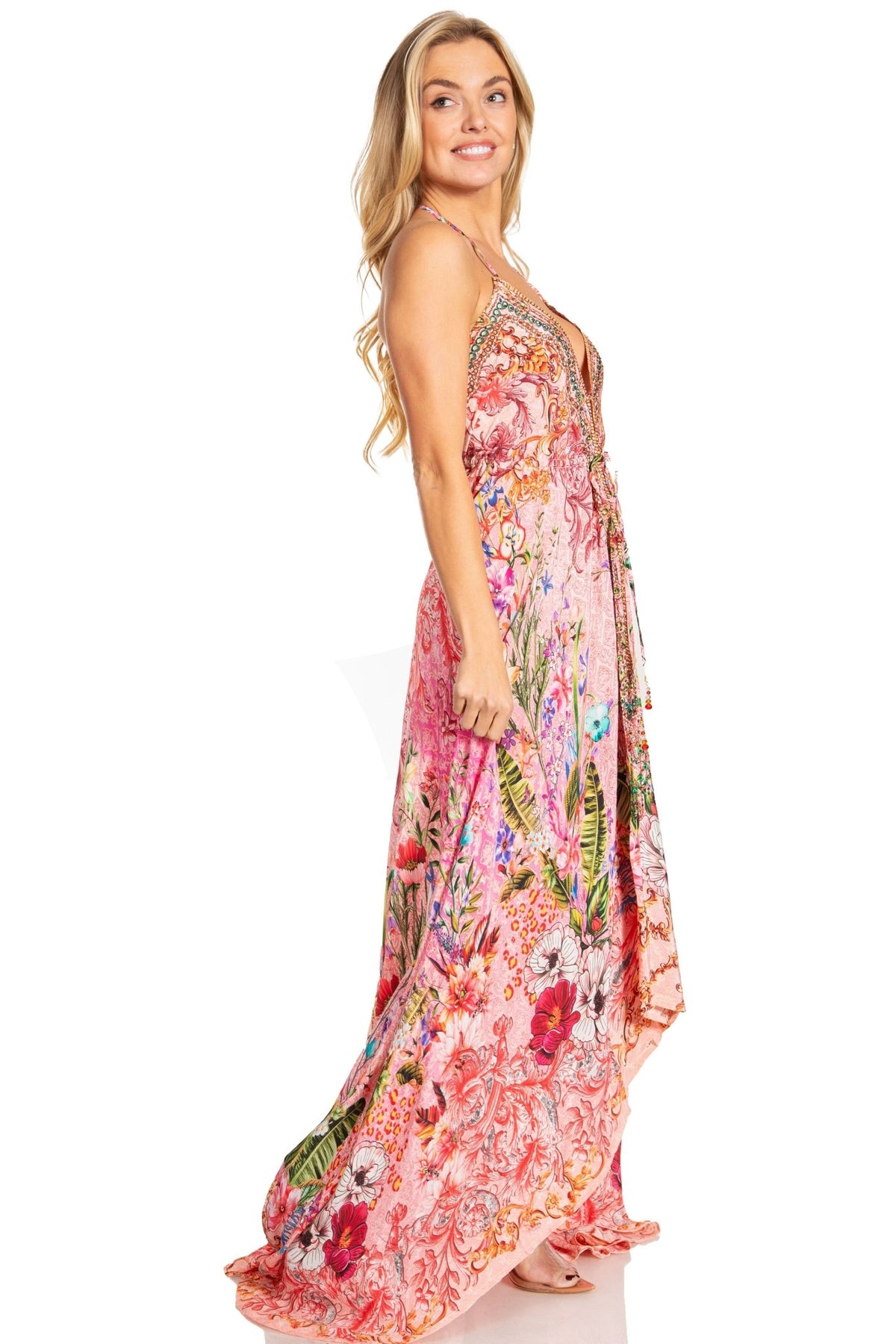 Sakkas Lizi 2025 Womens Maxi High-low Halter Handkerchief Long Dress Beach Party dresses La Vie Bien Sakkas Lizi 2025 Womens Maxi High-low Halter Handkerchief Long Dress Beach Party