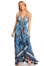 Sakkas Lizi 2025 Womens Maxi High-low Halter Handkerchief Long Dress Beach Party dresses La Vie Bien Sakkas Lizi 2025 Womens Maxi High-low Halter Handkerchief Long Dress Beach Party