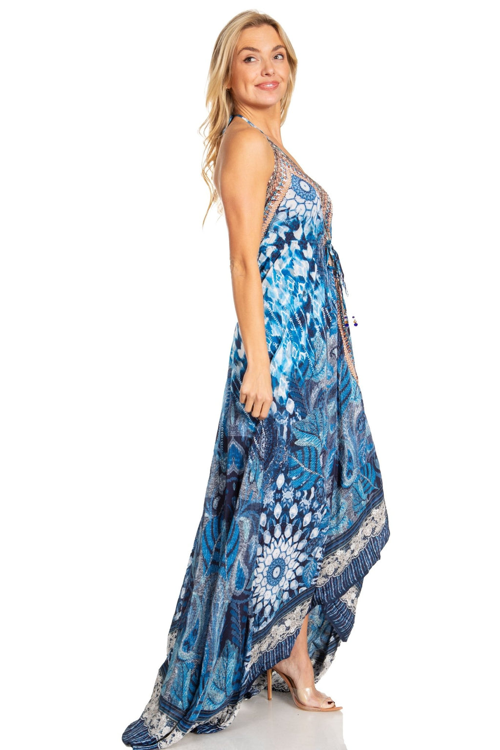 Sakkas Lizi 2025 Womens Maxi High-low Halter Handkerchief Long Dress Beach Party dresses La Vie Bien Sakkas Lizi 2025 Womens Maxi High-low Halter Handkerchief Long Dress Beach Party