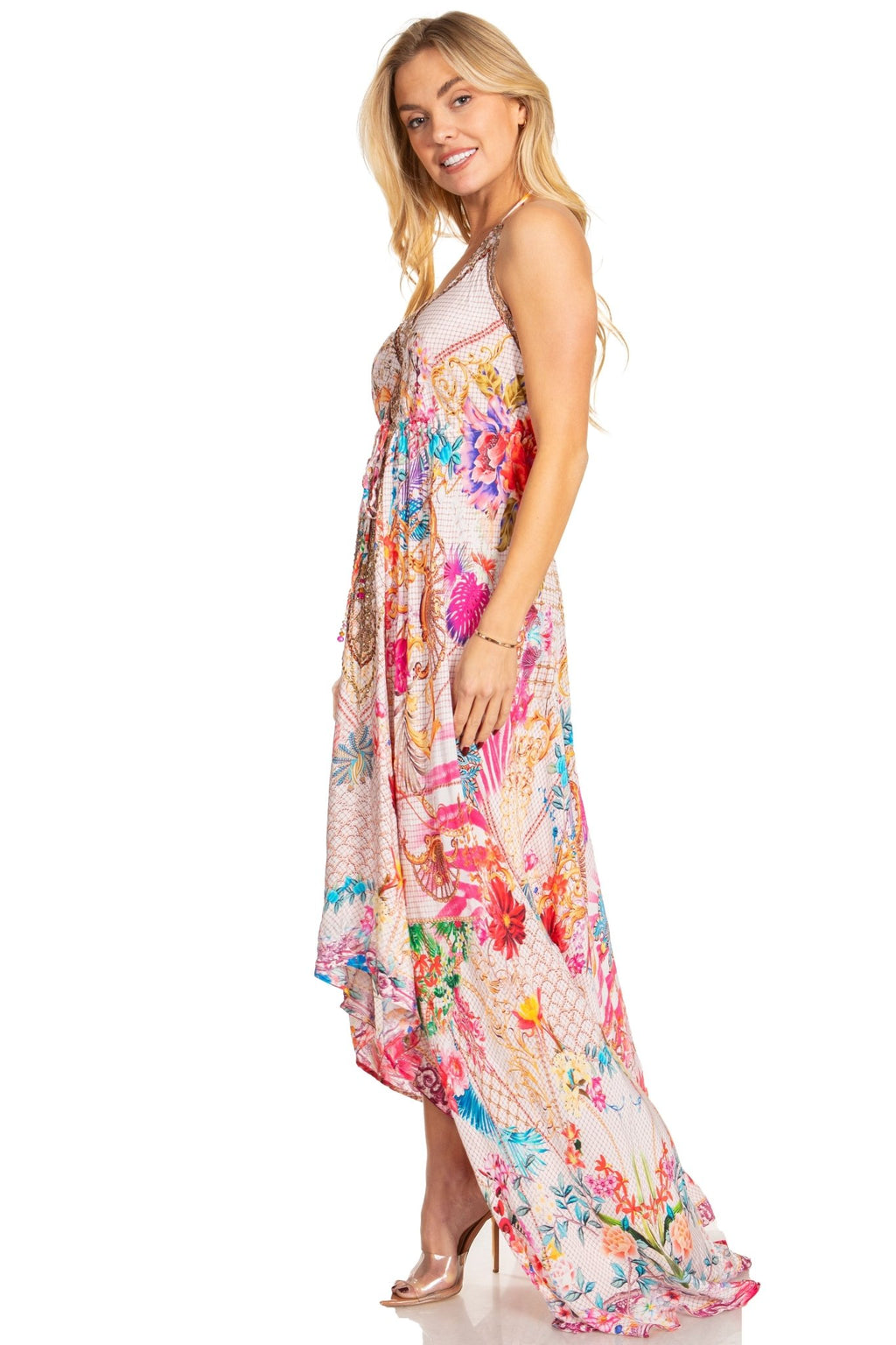 Sakkas Lizi 2025 Womens Maxi High-low Halter Handkerchief Long Dress Beach Party dresses La Vie Bien Sakkas Lizi 2025 Womens Maxi High-low Halter Handkerchief Long Dress Beach Party