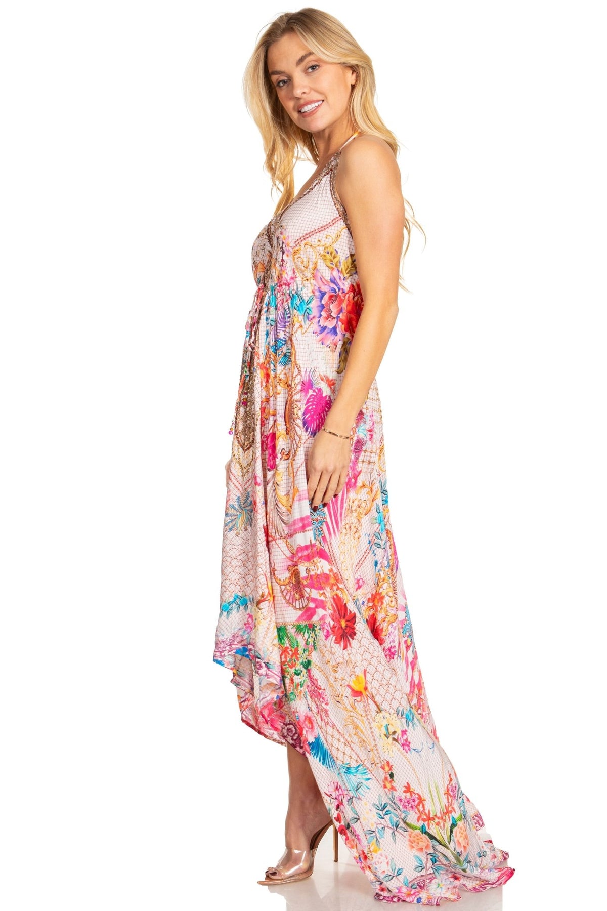 Sakkas Lizi 2025 Womens Maxi High-low Halter Handkerchief Long Dress Beach Party dresses La Vie Bien Sakkas Lizi 2025 Womens Maxi High-low Halter Handkerchief Long Dress Beach Party