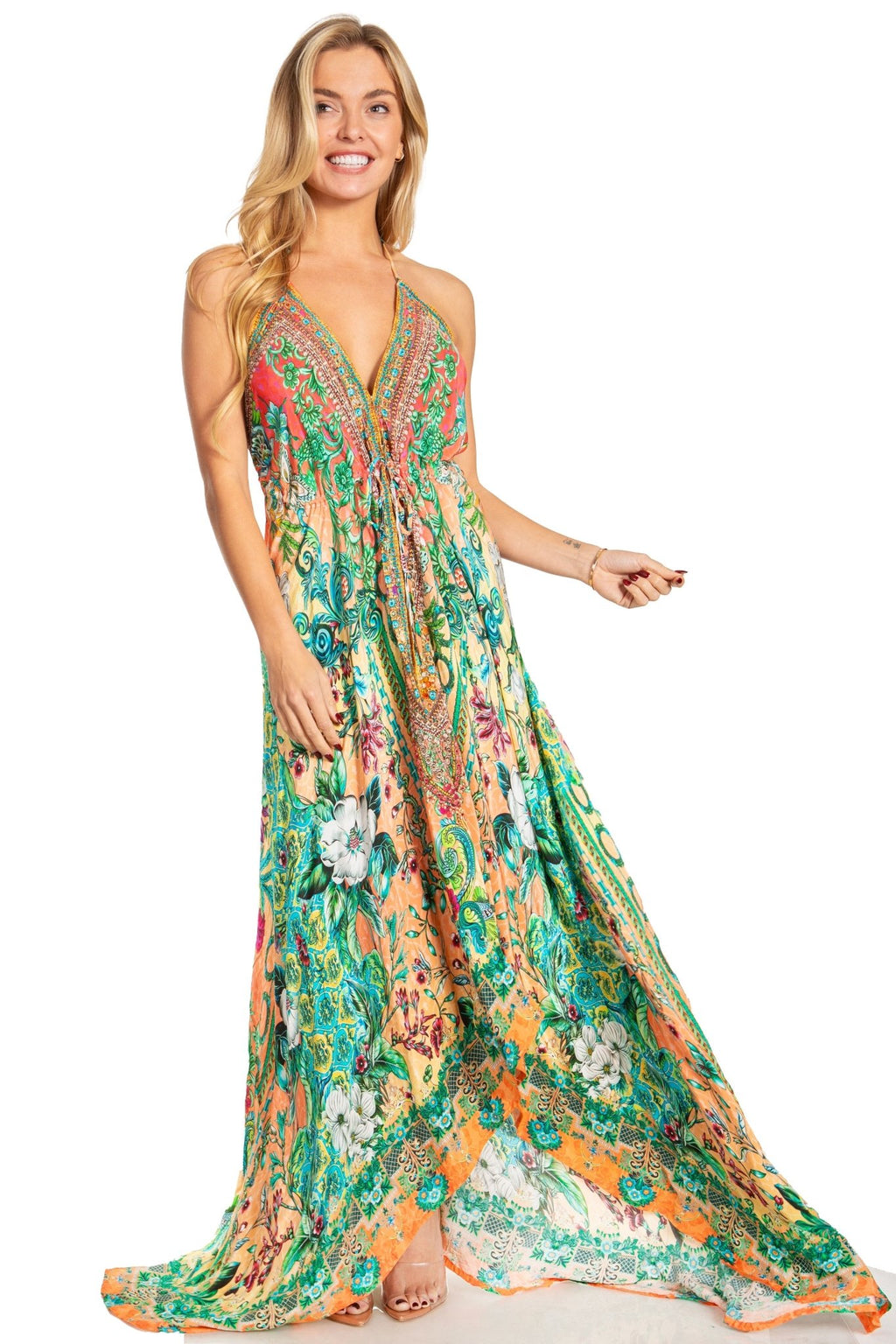 Sakkas Lizi 2025 Womens Maxi High-low Halter Handkerchief Long Dress Beach Party dresses La Vie Bien Sakkas Lizi 2025 Womens Maxi High-low Halter Handkerchief Long Dress Beach Party