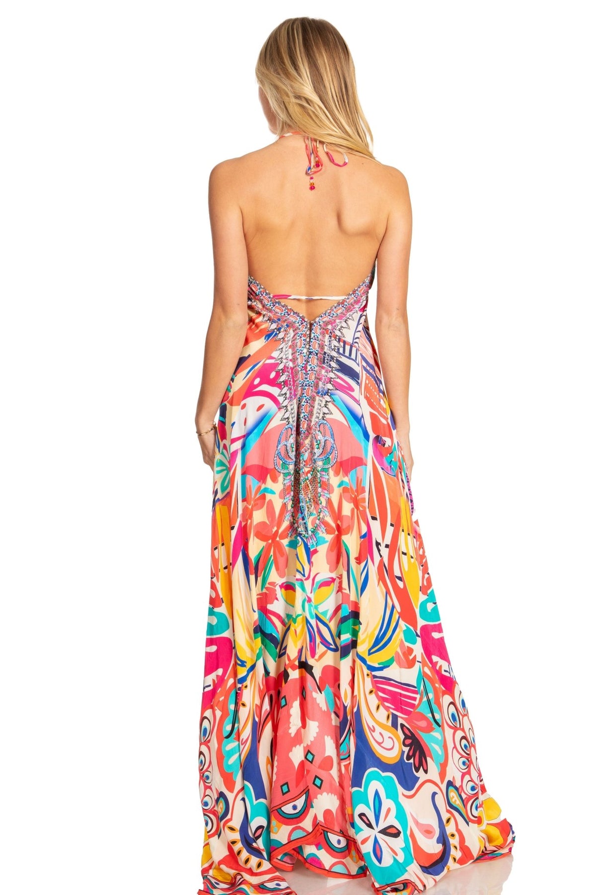 Sakkas Lizi 2025 Womens Maxi High-low Halter Handkerchief Long Dress Beach Party dresses La Vie Bien Sakkas Lizi 2025 Womens Maxi High-low Halter Handkerchief Long Dress Beach Party