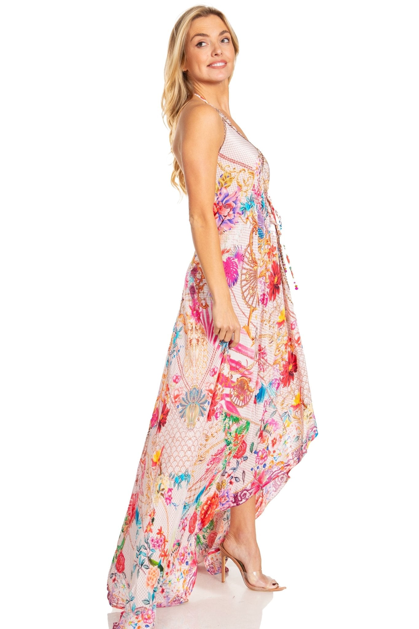 Sakkas Lizi 2025 Womens Maxi High-low Halter Handkerchief Long Dress Beach Party dresses La Vie Bien Sakkas Lizi 2025 Womens Maxi High-low Halter Handkerchief Long Dress Beach Party