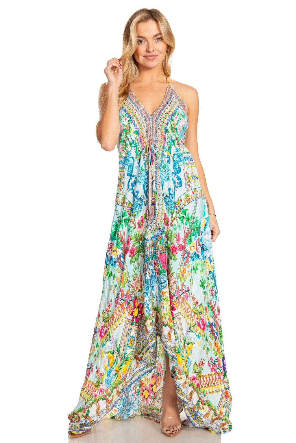 Sakkas Lizi 2025 Womens Maxi High-low Halter Handkerchief Long Dress Beach Party dresses La Vie Bien Sakkas Lizi 2025 Womens Maxi High-low Halter Handkerchief Long Dress Beach Party