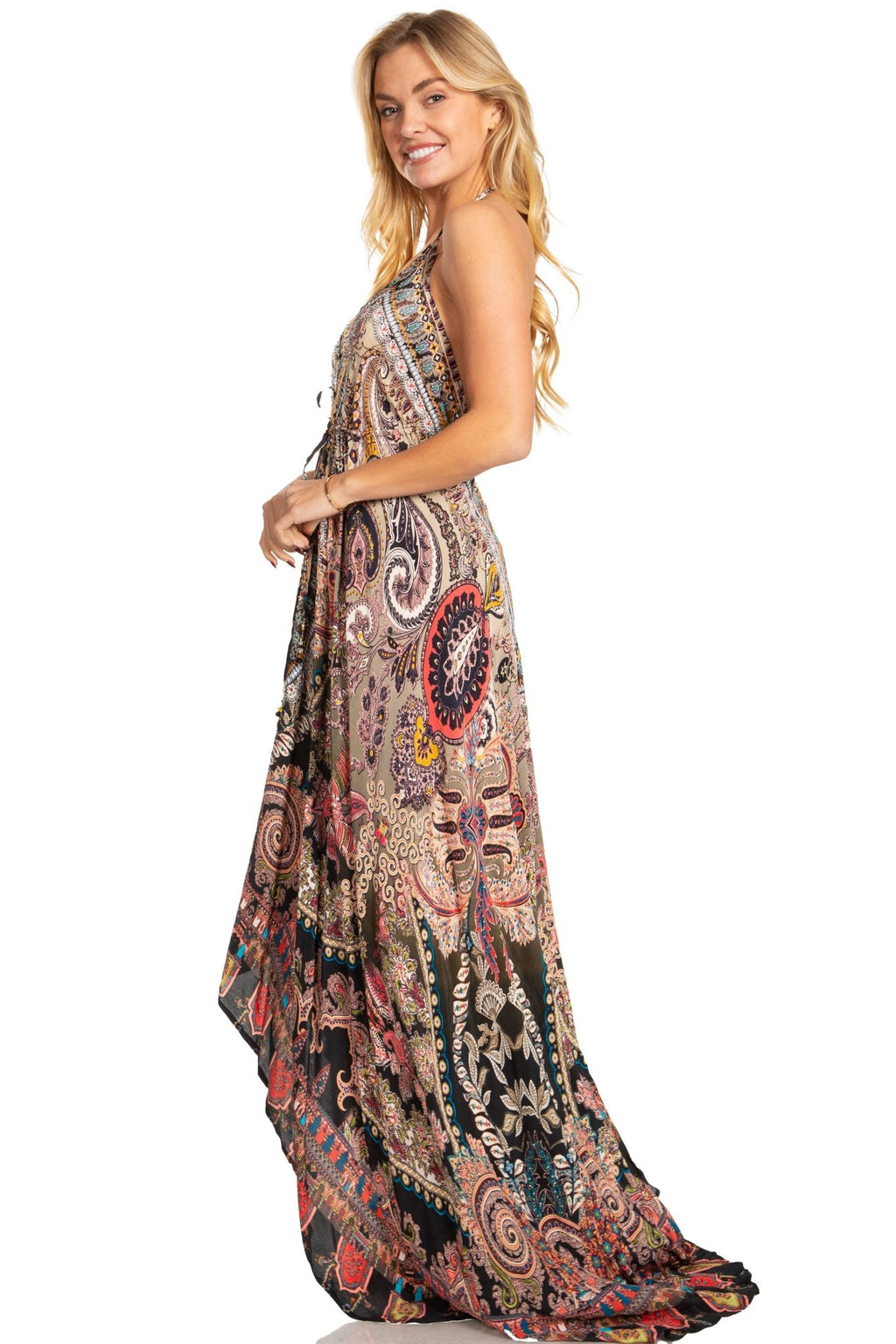 Sakkas Lizi 2025 Womens Maxi High-low Halter Handkerchief Long Dress Beach Party dresses La Vie Bien Sakkas Lizi 2025 Womens Maxi High-low Halter Handkerchief Long Dress Beach Party