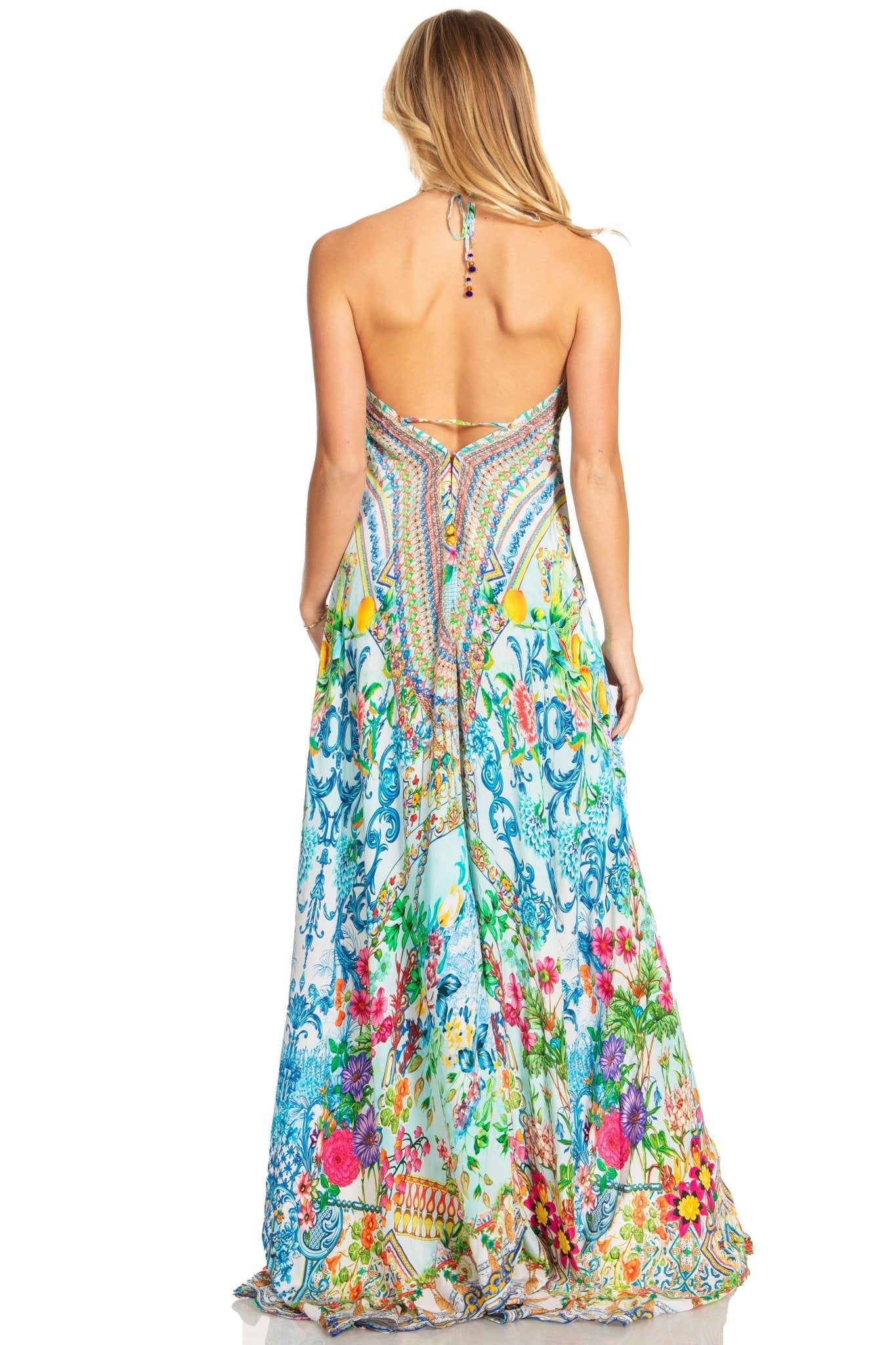Sakkas Lizi 2025 Womens Maxi High-low Halter Handkerchief Long Dress Beach Party dresses La Vie Bien Sakkas Lizi 2025 Womens Maxi High-low Halter Handkerchief Long Dress Beach Party