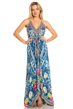 Sakkas Lizi 2025 Womens Maxi High-low Halter Handkerchief Long Dress Beach Party dresses La Vie Bien Sakkas Lizi 2025 Womens Maxi High-low Halter Handkerchief Long Dress Beach Party