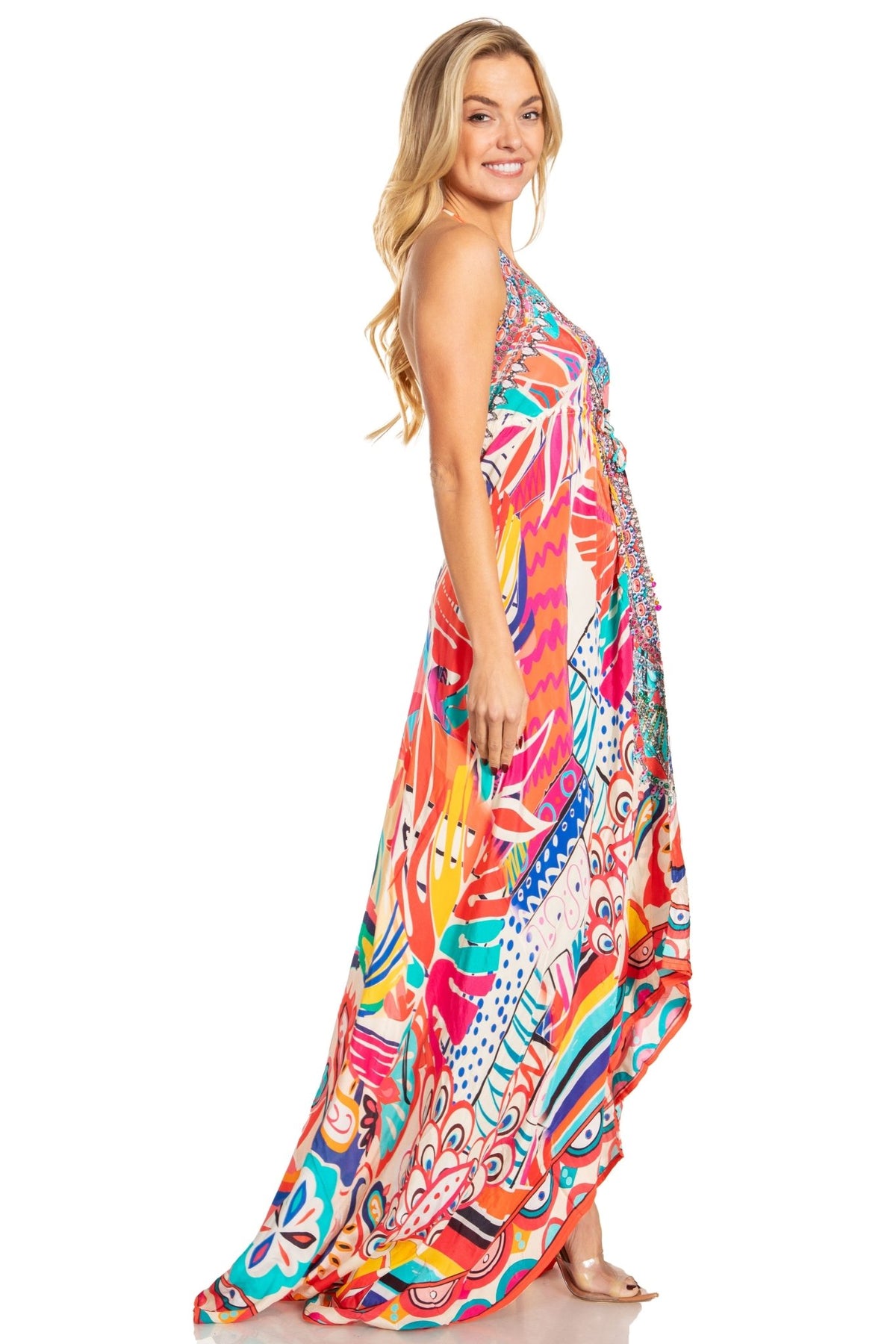 Sakkas Lizi 2025 Womens Maxi High-low Halter Handkerchief Long Dress Beach Party dresses La Vie Bien Sakkas Lizi 2025 Womens Maxi High-low Halter Handkerchief Long Dress Beach Party