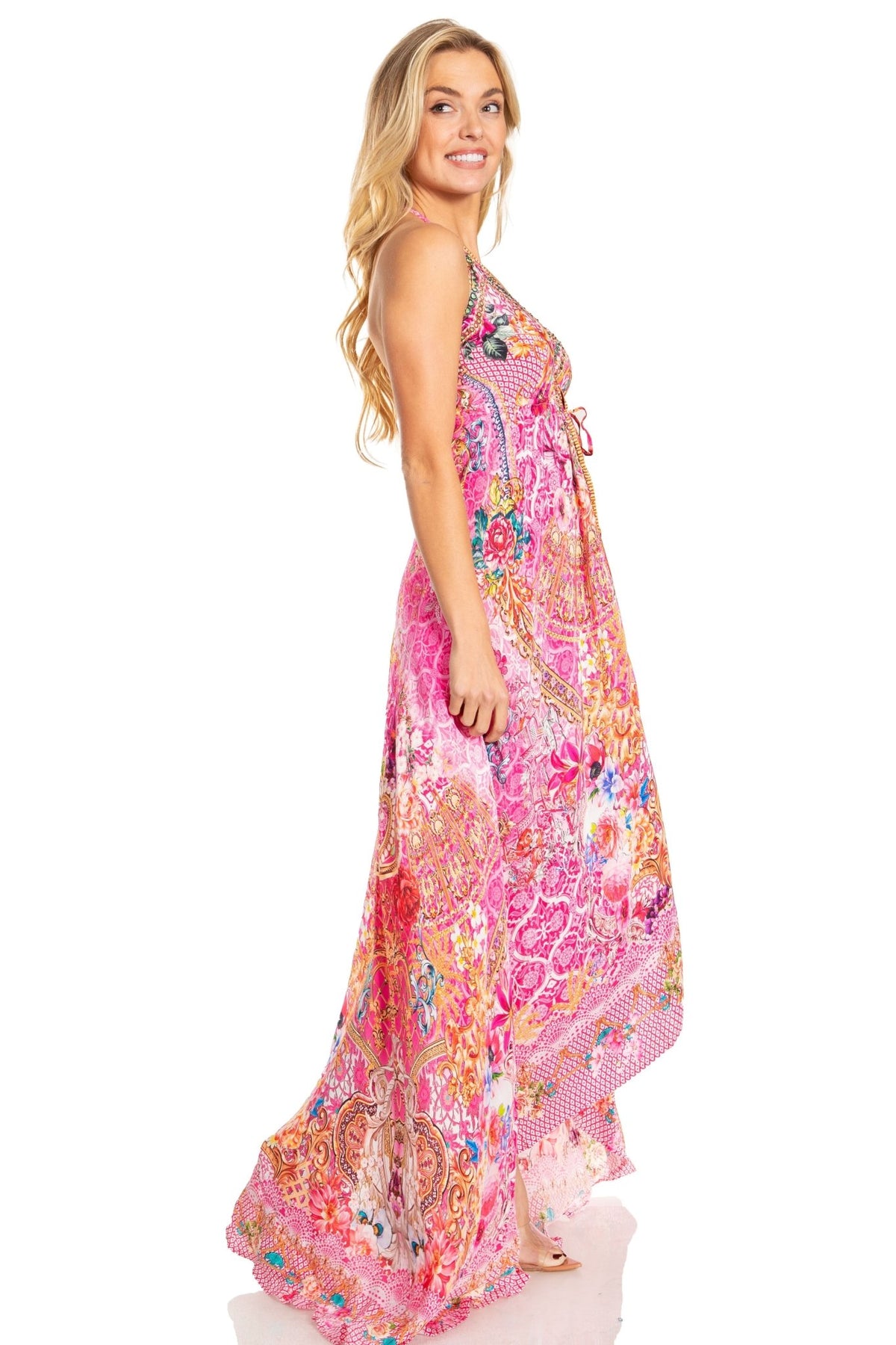 Sakkas Lizi 2025 Womens Maxi High-low Halter Handkerchief Long Dress Beach Party dresses La Vie Bien Sakkas Lizi 2025 Womens Maxi High-low Halter Handkerchief Long Dress Beach Party