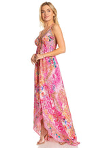 Sakkas Lizi 2025 Womens Maxi High-low Halter Handkerchief Long Dress Beach Party dresses La Vie Bien Sakkas Lizi 2025 Womens Maxi High-low Halter Handkerchief Long Dress Beach Party