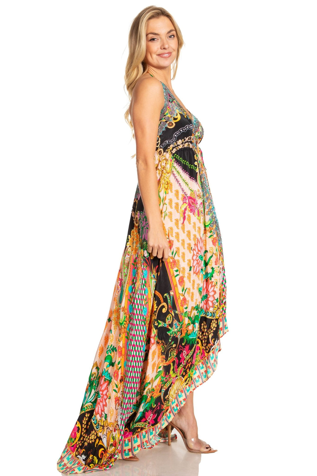 Sakkas Lizi 2025 Womens Maxi High-low Halter Handkerchief Long Dress Beach Party dresses La Vie Bien Sakkas Lizi 2025 Womens Maxi High-low Halter Handkerchief Long Dress Beach Party