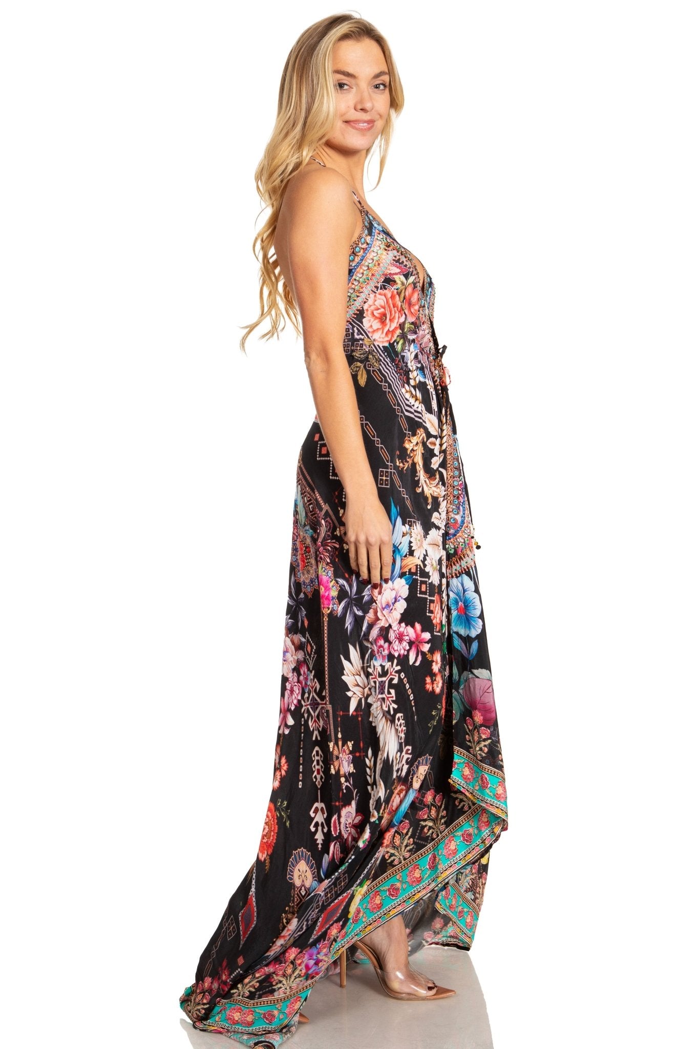 Sakkas Lizi 2025 Womens Maxi High-low Halter Handkerchief Long Dress Beach Party dresses La Vie Bien Sakkas Lizi 2025 Womens Maxi High-low Halter Handkerchief Long Dress Beach Party